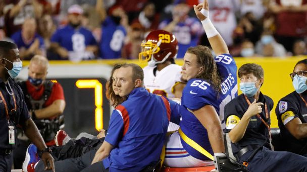 ‘This guy has been rehabbing unbelievable’: Giants’ Nick Gates vows return from gruesome injury